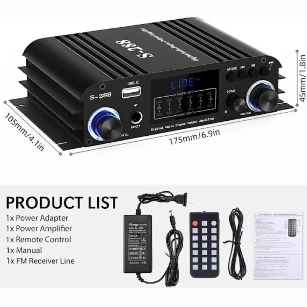 S-288 Black Digital Audio Amplifier